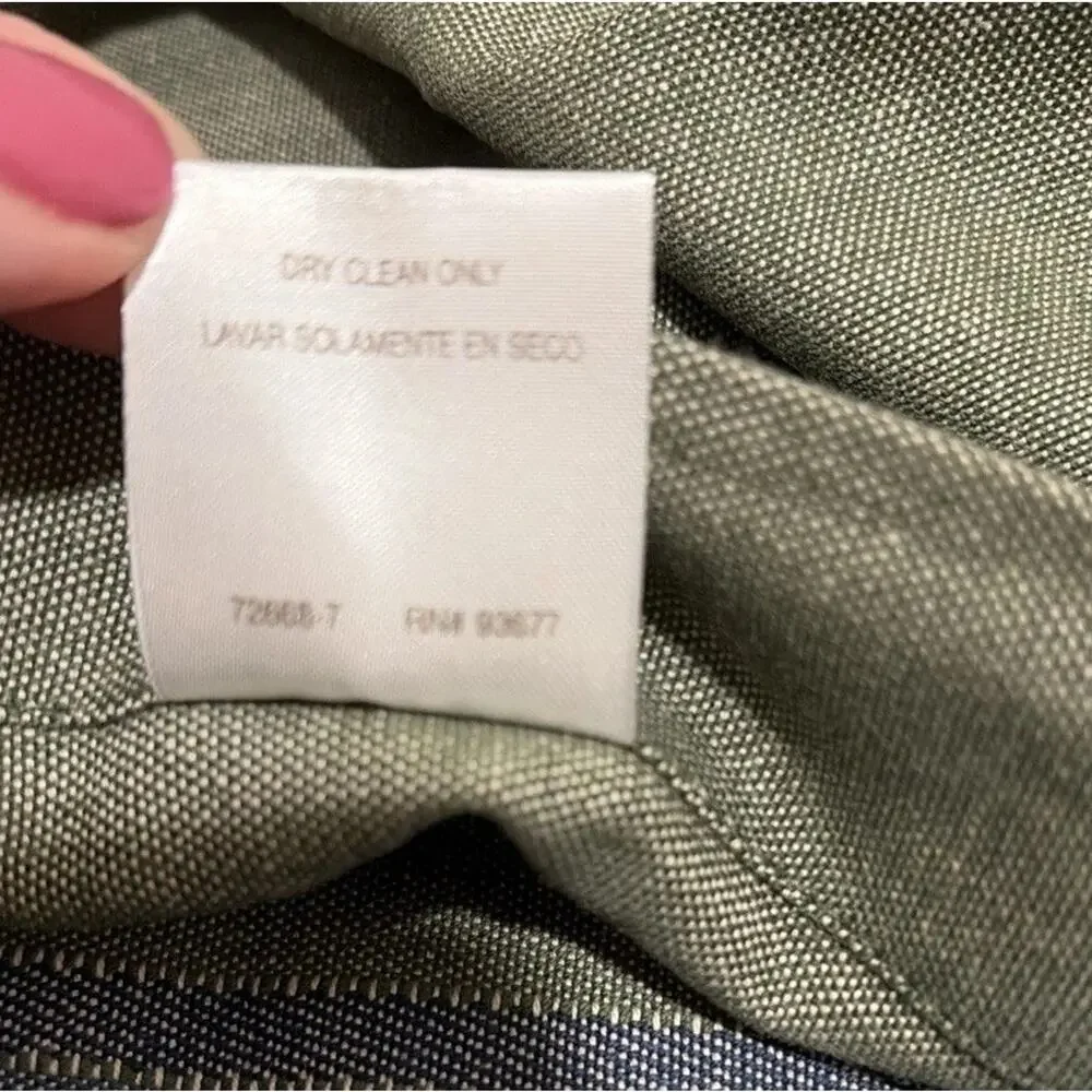 JCPenney Tier Curtain Pair Bradley Stripe Woven Cotton Olive Green Blue 36 in